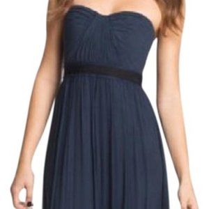 BCBGMaxAzria long silk strapless navy dress 8 NWOT